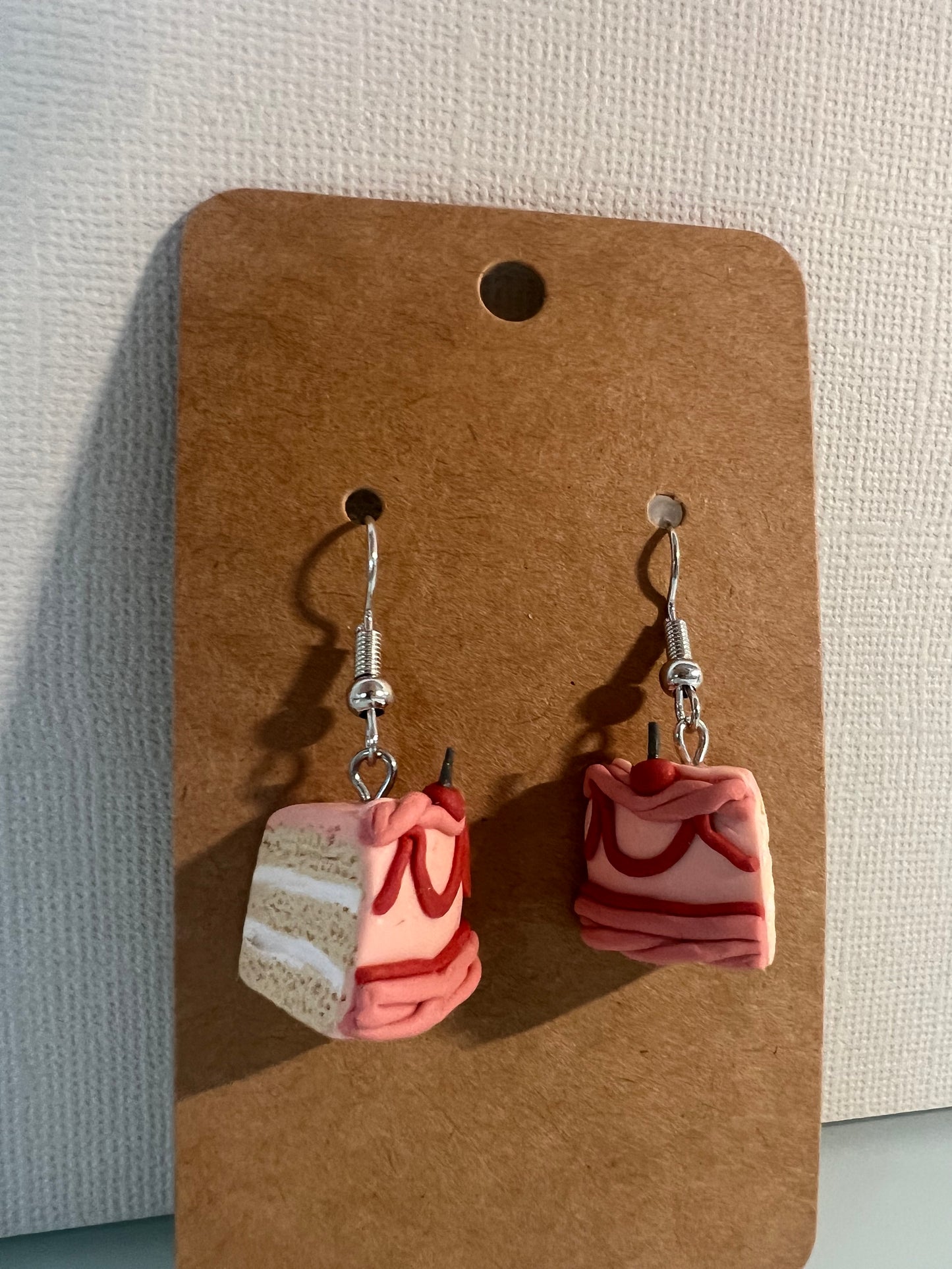 🍰 Cherry-Topped Vanilla Cake Earrings